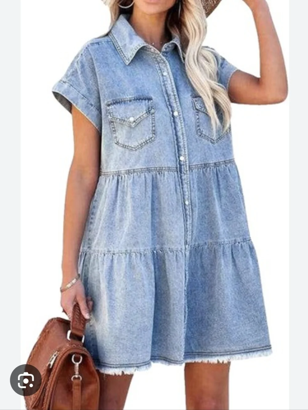 Nwot Entro Raw Hem Ruffled Denim Western Rodeo Dress Size Small - Picture 1 of 6